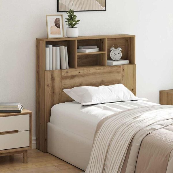 vidaXL Headboard Cabinet with Shelf Artisan Oak 100 x 19 x 103.5 cm