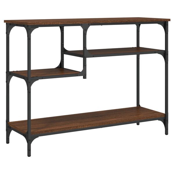 vidaXL Console Table with Shelves Brown Oak 100x35x75 cm