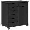 vidaXL Rolling Cabinet 63.5 x 39 x 65.5 cm Solid Pine Wood Black