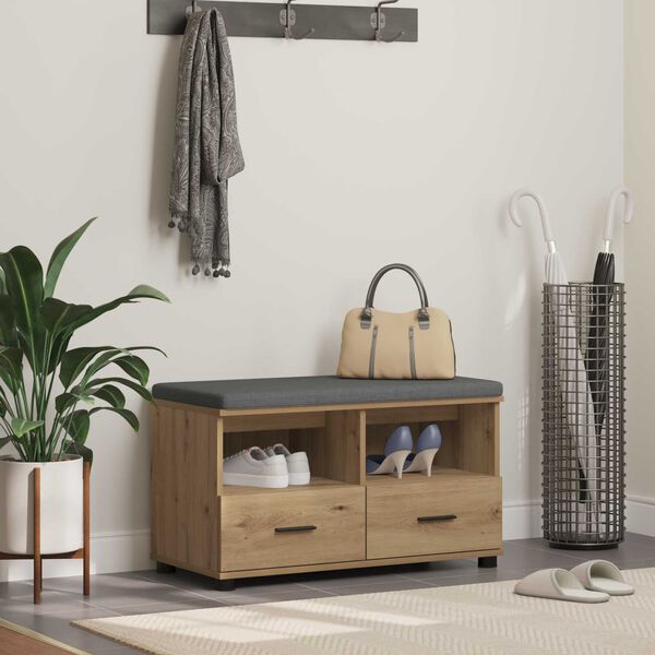 vidaXL Hall Bench with Cushion with Drawer Artisan Oak 80 x 38 x 46 cm