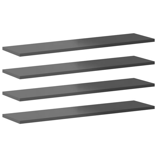 vidaXL Bookshelf Boards 8 pcs High Gloss Grey 80x20x1.5 cm Engineered Wood