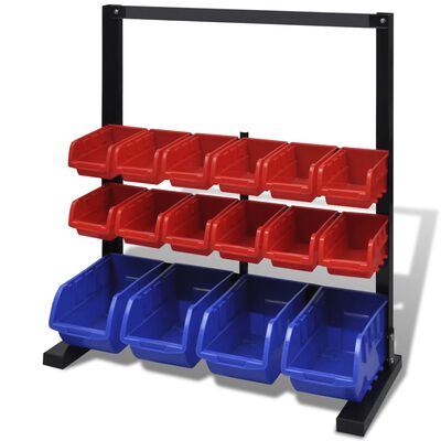 Blue & Red Garage Tool Organiser with Magnet Strip