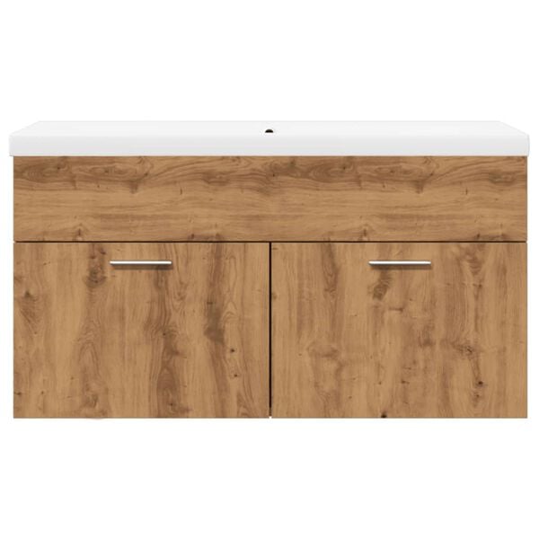 vidaXL Bathroom Sink Cabinet with Built-in Basin Artisan Oak