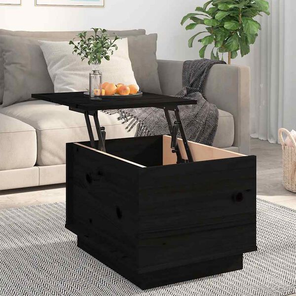 vidaXL Coffee Table Black 40x50x35 cm Solid Wood Pine