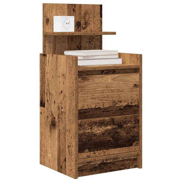 vidaXL Bedside Cabinets with 2 Drawers 2 pcs Old Wood 38x34x80 cm