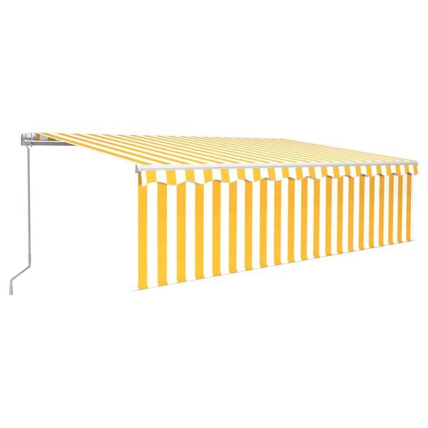 vidaXL Manual Retractable Awning with Blind 5x3m Yellow&White