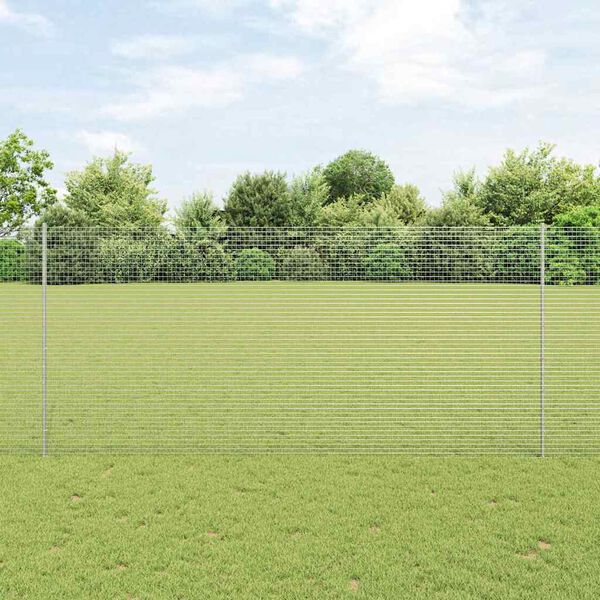 vidaXL Fence with Post Silver 1.4 x 50 m Steel