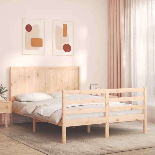 vidaXL Bed Frame without Mattress Double Solid Wood