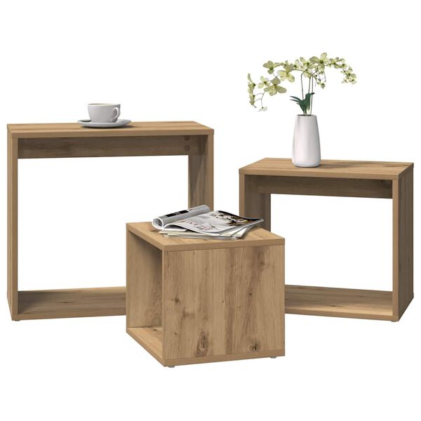 vidaXL Nesting Tables 3 pcs Artisan Oak Engineered Wood