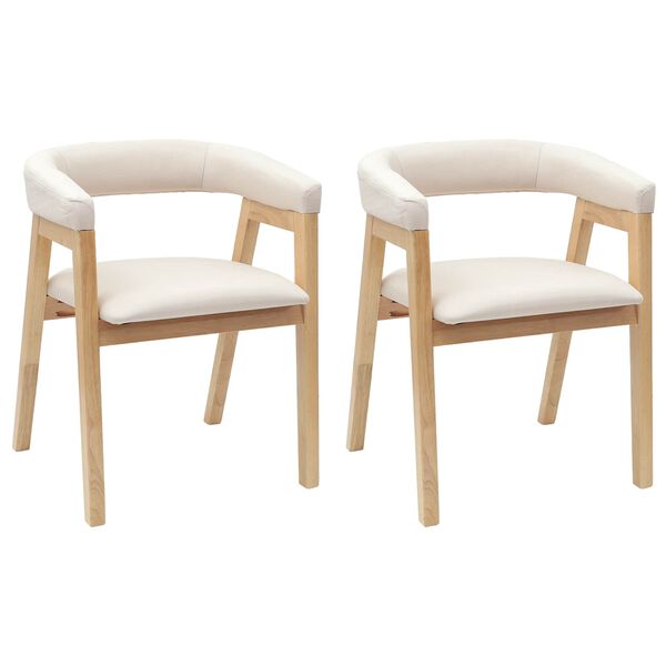 vidaXL Dining Chairs 2 pcs Natural 54 x 57 x 73 cm Solid Rubber Wood