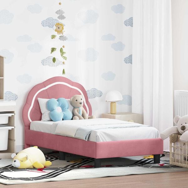 vidaXL Toddler Bed Frame with Headboard Pink 70 x 140 cm Velvet