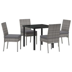 vidaXL Garden Dining Set 5 pcs Grey Poly rattan