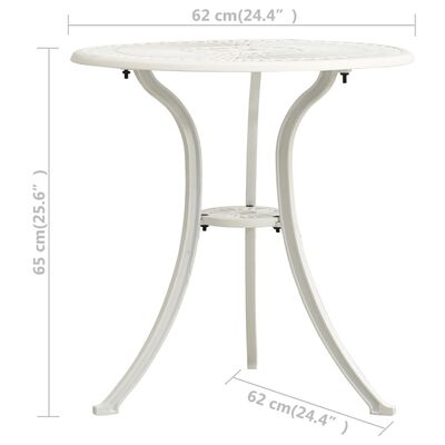 vidaXL Garden Table White 62x62x65 cm Cast Aluminium