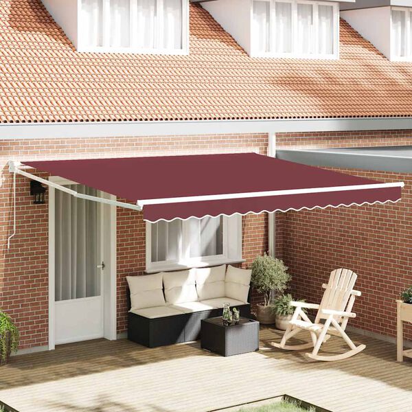 vidaXL Manual Retractable Awning Burgundy 400x300 cm