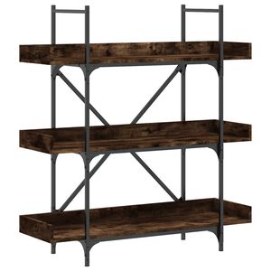 vidaXL Bookcase 3-Tier Smoked Oak 100x33x108,5 cm Engineered Wood