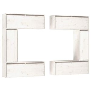 vidaXL 6 Piece TV Cabinet Set White Solid Wood Pine