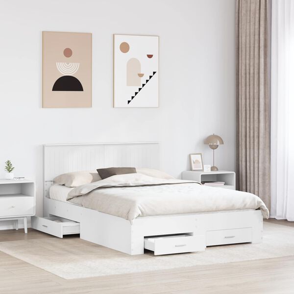 vidaXL Bed Frame with Headboard White 140 x 200 cm Engineered Wood