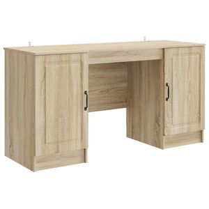 vidaXL Desk with Shelf Sonoma Oak 142.5 x 50 x 75 cm Engineered Wood