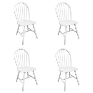 vidaXL Dining Chairs 4 pcs White Solid Rubber Wood