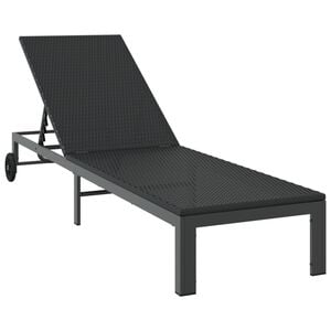 vidaXL Sunbed Reclining 1-person Black 206 x 62.5 x 74 cm Poly Rattan