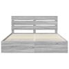 vidaXL Bed Frame with Drawer Grey Sonoma 200 x 200 cm Engineer Wood
