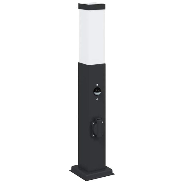 vidaXL Bollard Lights with Sensor&Outlet 3 pcs 50 cm Black IP44