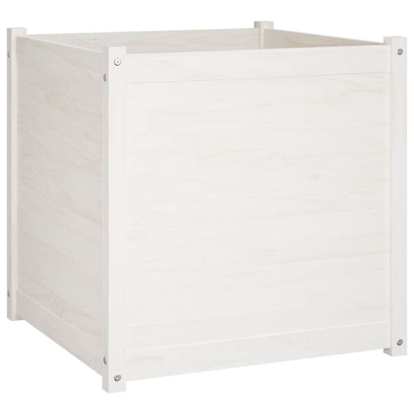 vidaXL Garden Planter White 70x70x70 cm Solid Pinewood