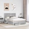 vidaXL Bed Frame with Drawer Grey Sonoma 135 x 190 cm Engineered Wood