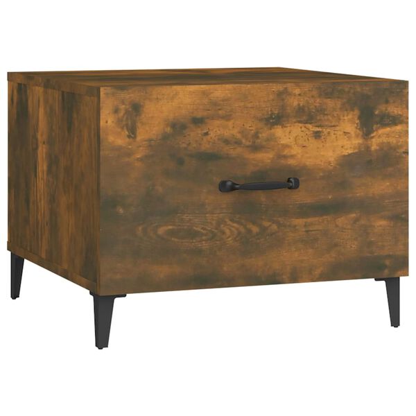 vidaXL Coffee Table with Metal Legs Smoked Oak 50x50x40 cm