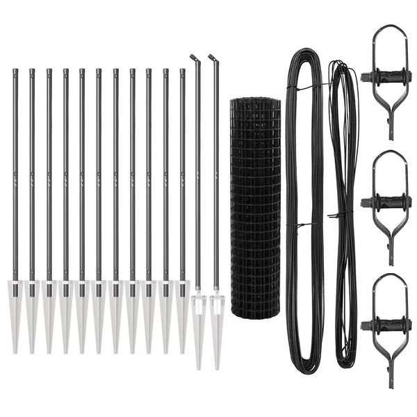 vidaXL Fence with Post Grey 1.2 x 25 m Steel