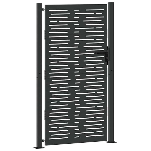 vidaXL Garden Gate with Lock Black 85 x 205 cm Powder-Coated Steel