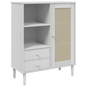 vidaXL Highboard SENJA Rattan Look White 90x40x112 cm Solid Wood Pine