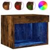 vidaXL Bedside Cabinet with LED Lights Wall-mounted Smoked Oak