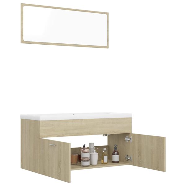 vidaXL Bathroom Furniture Set Sonoma Oak Engineered Wood