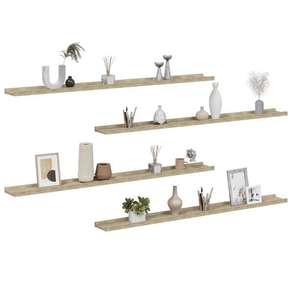 vidaXL Wall Shelves 4 pcs Sonoma Oak 115x9x3 cm