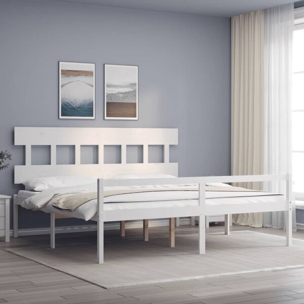 vidaXL Senior Bed without Mattress White Super King Size Solid Wood