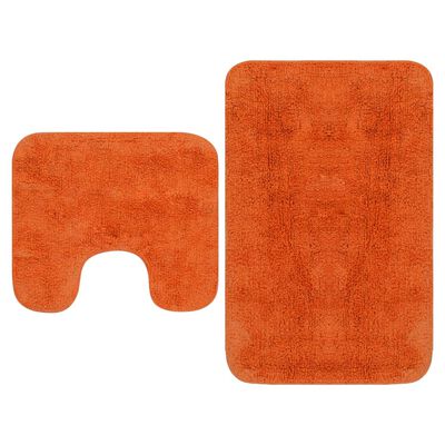vidaXL Bathroom Mat Set 2 Pieces Fabric Orange