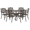 vidaXL Garden Dining Set 7 pcs Bronze 90 x 90 x 75 cm Cast Aluminium