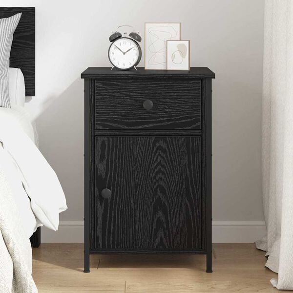 vidaXL Bedside Cabinet Black Oak 40 x 42 x 60 cm Engineered Wood