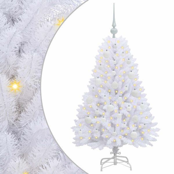 vidaXL Artificial Hinged Christmas Tree White 120 cm PVC and Steel