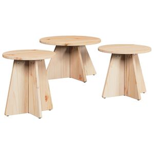 vidaXL Coffee Table 3 pcs Natural 49 x 49 x 30 cm
