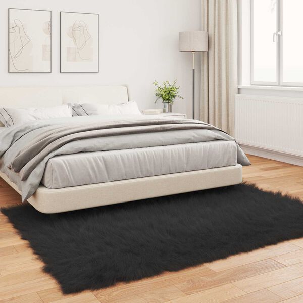vidaXL Faux Sheepskin Rug Tafalla Black 200 x 280 cm Polyester