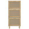 vidaXL Shoe Cabinet White 52x25x115 cm Engineered Wood&Natural Rattan