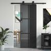 vidaXL Sliding Door Black 76x205 cm Tempered Glass and Aluminium