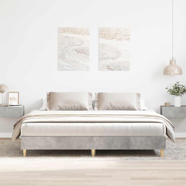 vidaXL Bed Frame No Mattress Concrete Grey 200x200 cm Engineered Wood