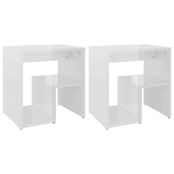vidaXL Bed Cabinets 2 pcs High Gloss White 40x30x40 cm Engineered Wood