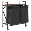 vidaXL Laundry Basket 2 Compartments with Wheels Brown Oak
