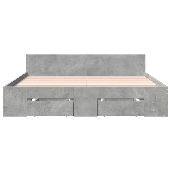 vidaXL Bed Frame with Drawers without Mattress Concrete Grey 150x200 cm King Size