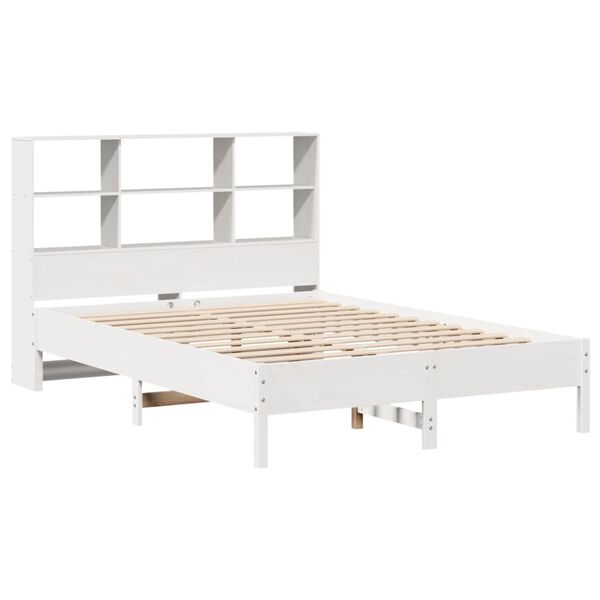 vidaXL Bookcase Bed without Mattress White 140x190 cm Solid Wood Pine