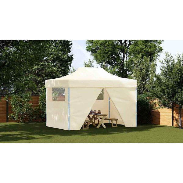 vidaXL Professional Folding Party Tent with 4 Sidewalls 3x4 m Steel Cream